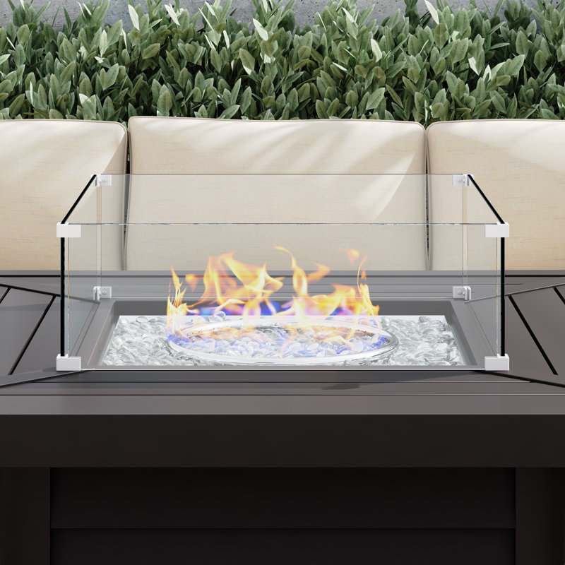 Olney 21.65'' Square Glass Fire Pit Accessory