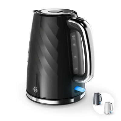 Swan SK14611Windsor Rapid Boil Kettle with Removable Limescale Filter, Boil Dry Protection and Hidden Cord Storage, 1.7L, 3KW