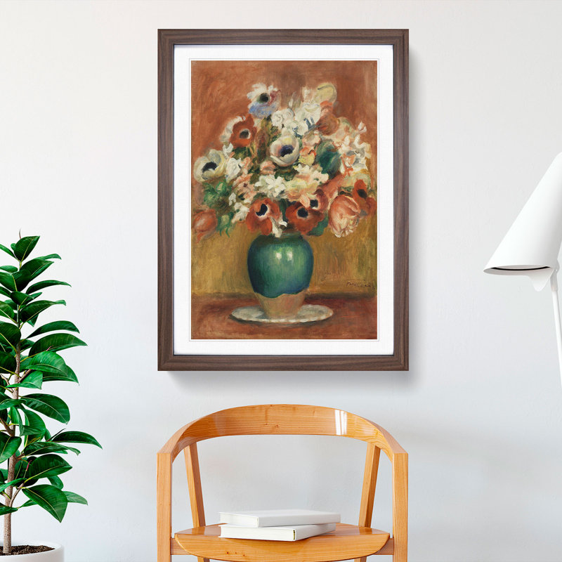 Bouquet of Flowers Vol.3 by Pierre-Auguste Renoir - Picture Frame Painting, Walnut, 90cm H x 65cm W x 2cm D