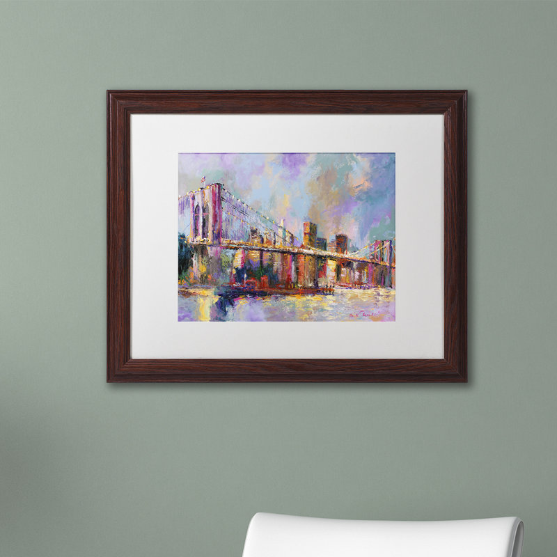 «Brooklyn Bridge» par Richard Wallich, reproduction d'art sur toile, H 16 po x l 24 po x P 2 po, Toile tendue, Pas de tapis