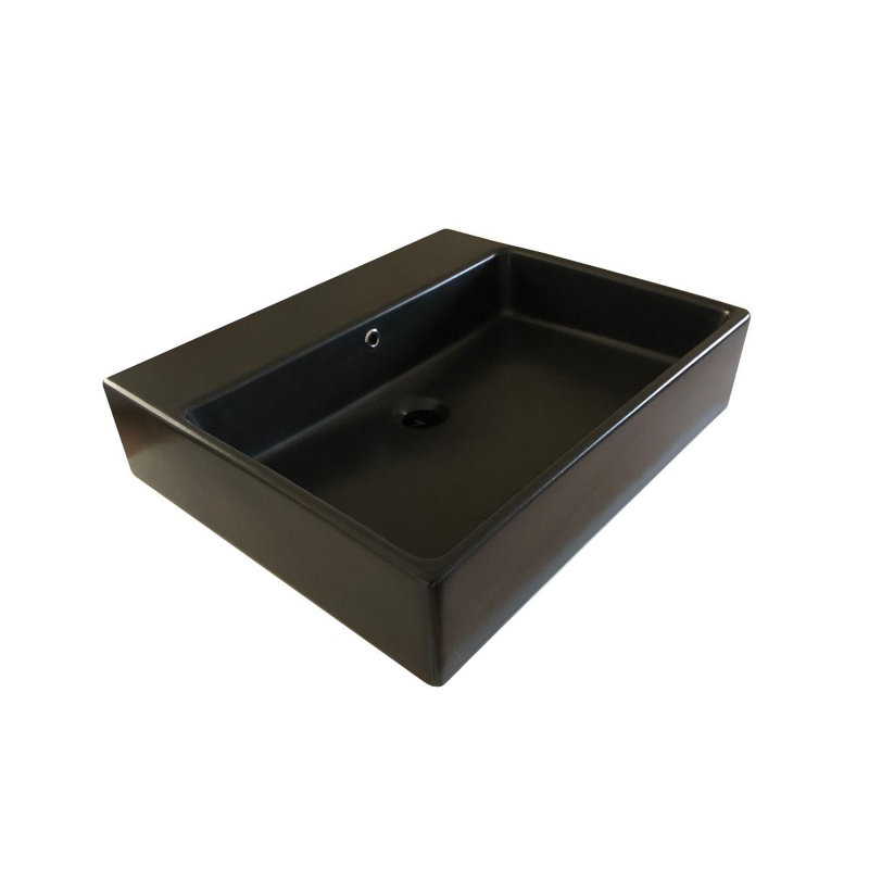 Simple 23.6'' L Bathroom Sink, No Hole, Matte Black