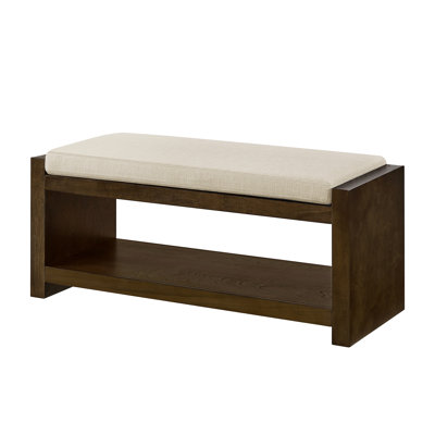 Charmant banc d'appoint de 40 pouces avec étagère à chaussures à tablette inférieure, sièges rembourrés pour le salon et la chambre à coucher, solution de rangement compacte et élégante