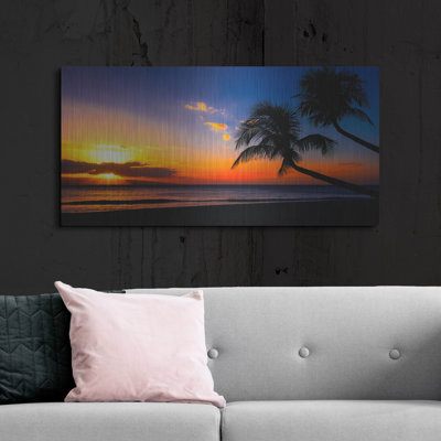 «Palm Trees Sunset» par Jonathan Ross, art mural en métal