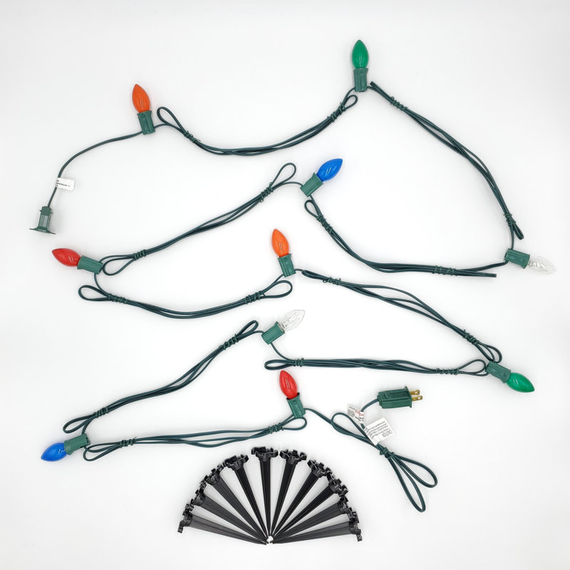 Éclairage de sentier électrique avec 10 ampoules, Multicolore