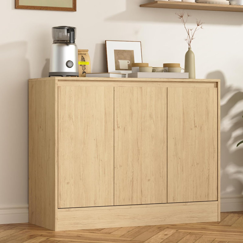 Buffet Cabinet With Storage, Coffee Bar Cabinet With 3 Doors And Adjustable Shelf, Modern Kitchen Buffet Sideboard For Living Room, Kitchen,