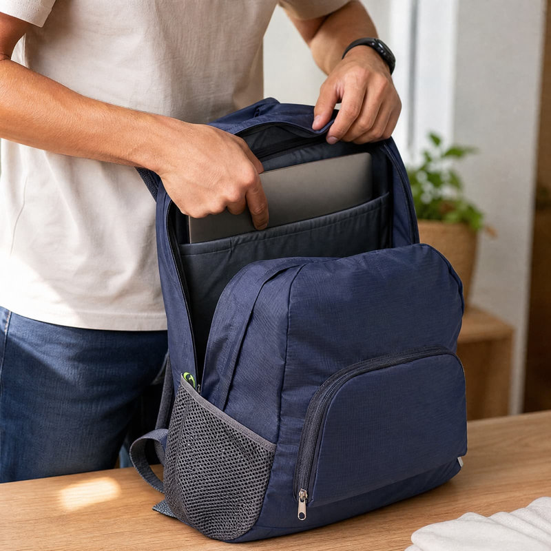 Organiseur en plastique et sac à dos pliable pour étudiant, style minimaliste aux couleurs fluorescentes, F