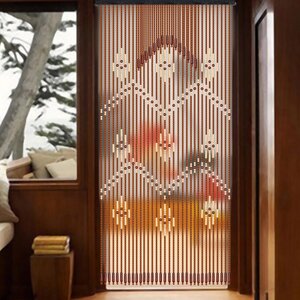 Thoa Beaded Bamboo Striped Sheer Single Curtain Panel