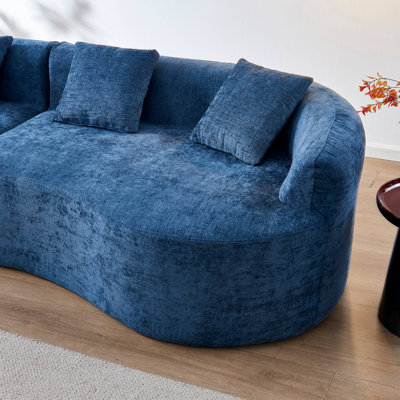 Chenille Curved Boneless Cloud Sofa with pillows