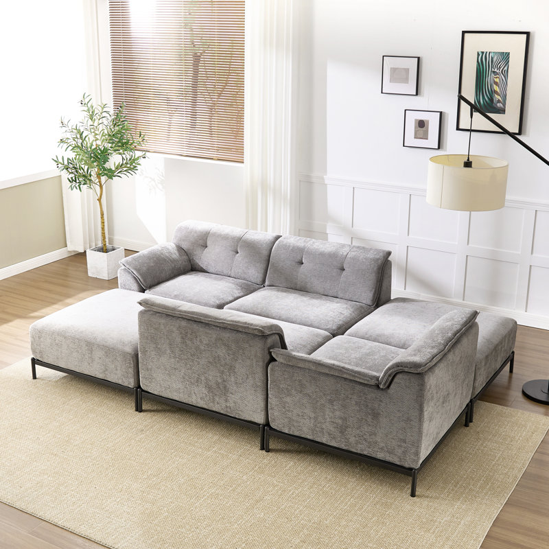 Canapé-lit modulaire en chenille Modern, Gris