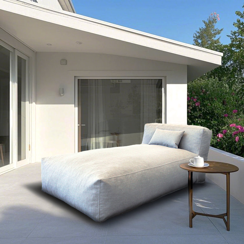 Méridienne 70 po gris clair, lit de jour d'extérieur moderne résistant à l'eau, Gris clair