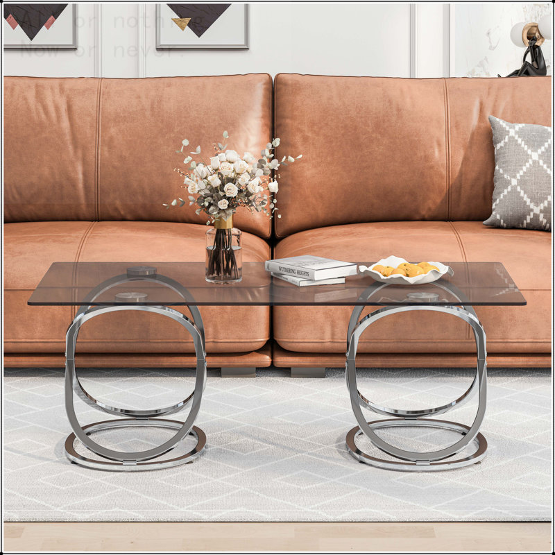 Table basse moderne avec cadre en métal, Argent