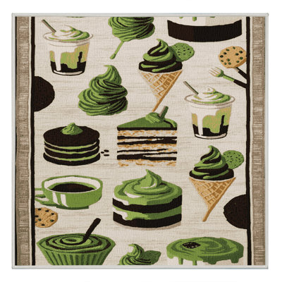 Washable Matcha desserts Desserts Area Rug