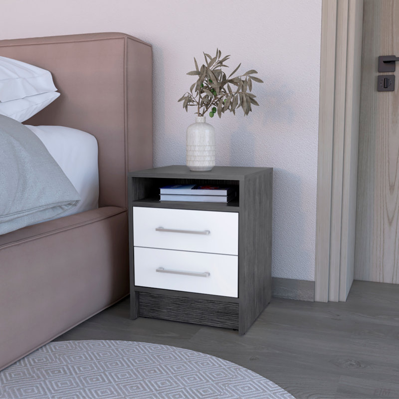 Table de chevet Cartiz, deux tiroirs, Multicolore