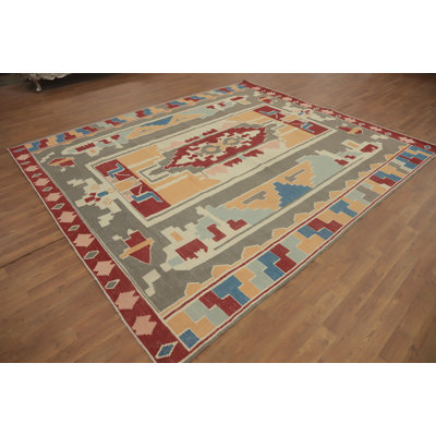Tapis tribal à motif oriental kilim 8 x 10