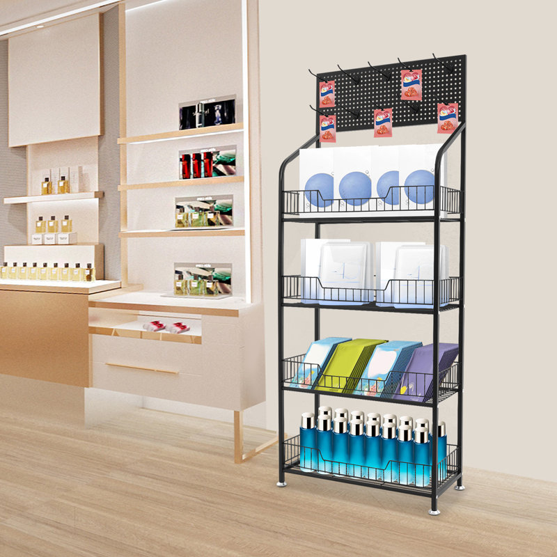 Retail Display Rack With Hooks, Black, 60.24" H x 23.62" W x 10.62" D