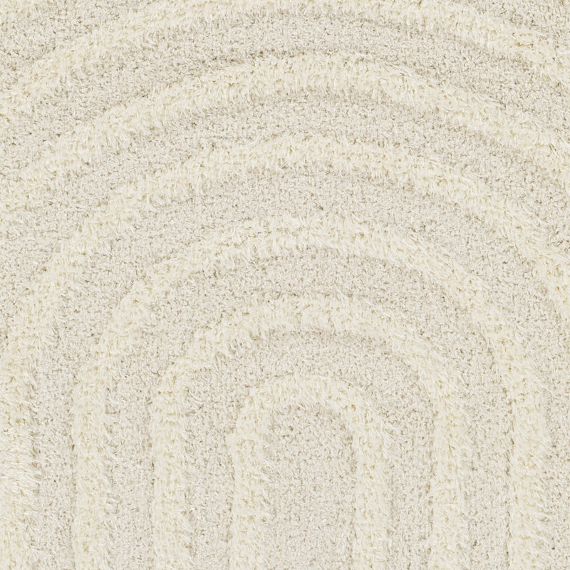 Bartletto Beige Shag Area Rug, Runner 2'8" x 7'3", Beige/White