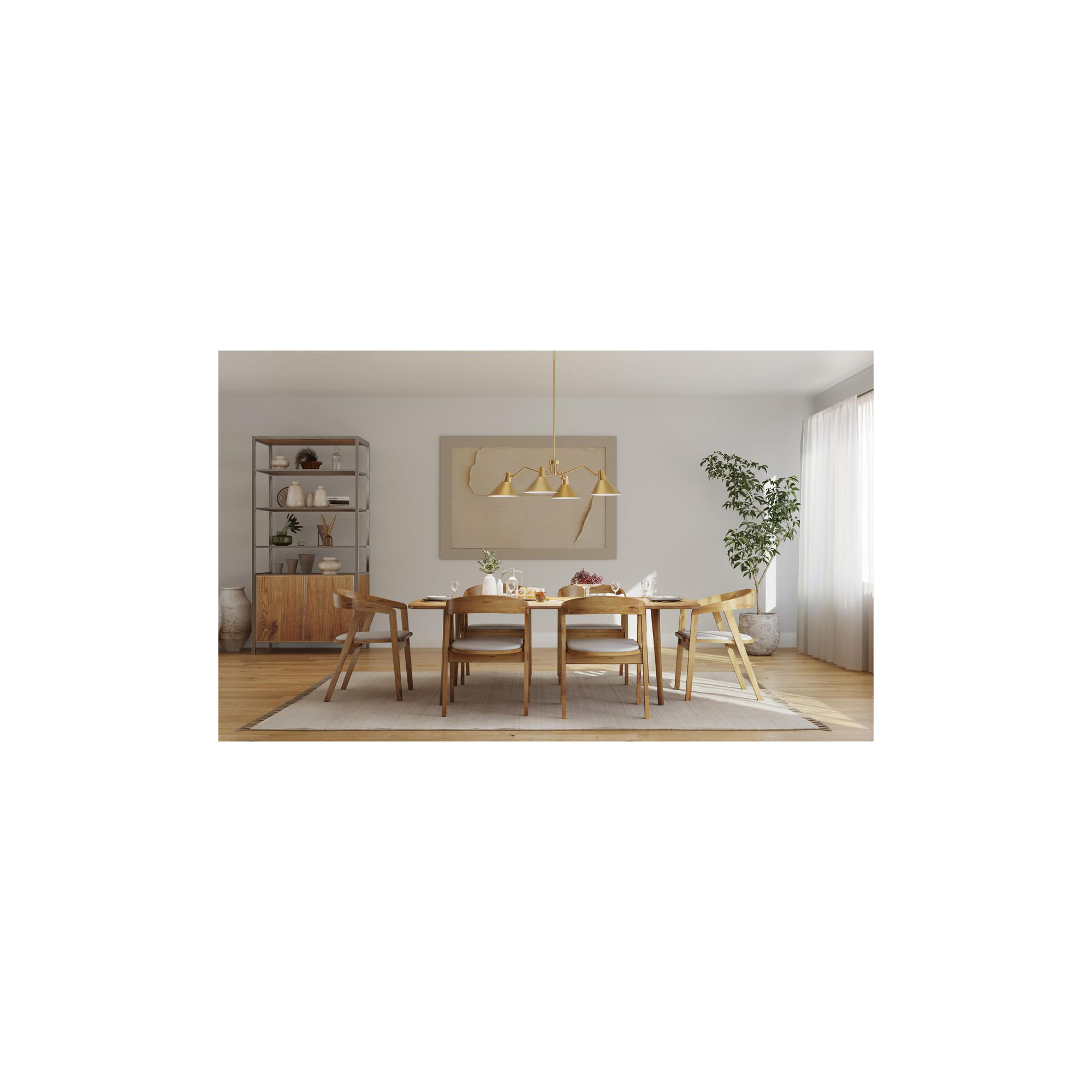 4 - Light Metal Dimmable Chandelier, Gold, Brushed Bronze