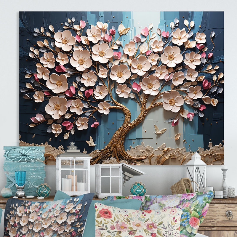 Orchid Tree Garden Of Branches I - Tree Metal Wall Art, 30" H x 40" W x 1.5" D