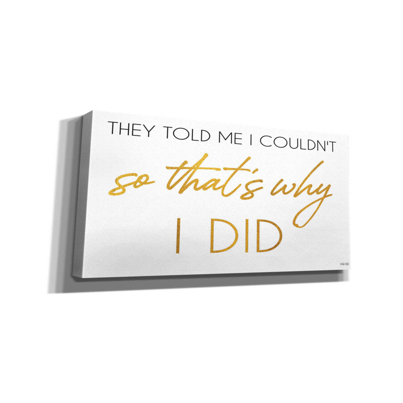 «I Did» par Cindy Jacobs, art mural sur toile, H 12 po x l 24 po x P 0,75 po