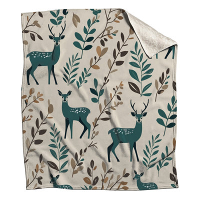 Deer And Leaves Pattern Blankets