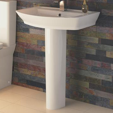 Maya Vitreous China Rectangular 465mm Full Pedestal Basin