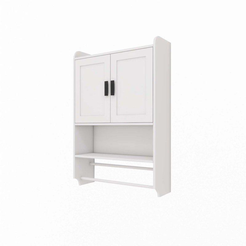Armoire murale de salle de bain avec portes, Blanc