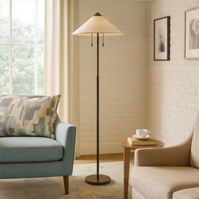 65.4" 2-Light Floor Lamp with Cone-Shaped Shade