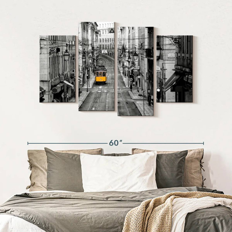 Reproduction d'art sur toile jaune, H 52 po x l 32 po x P 1,25 po