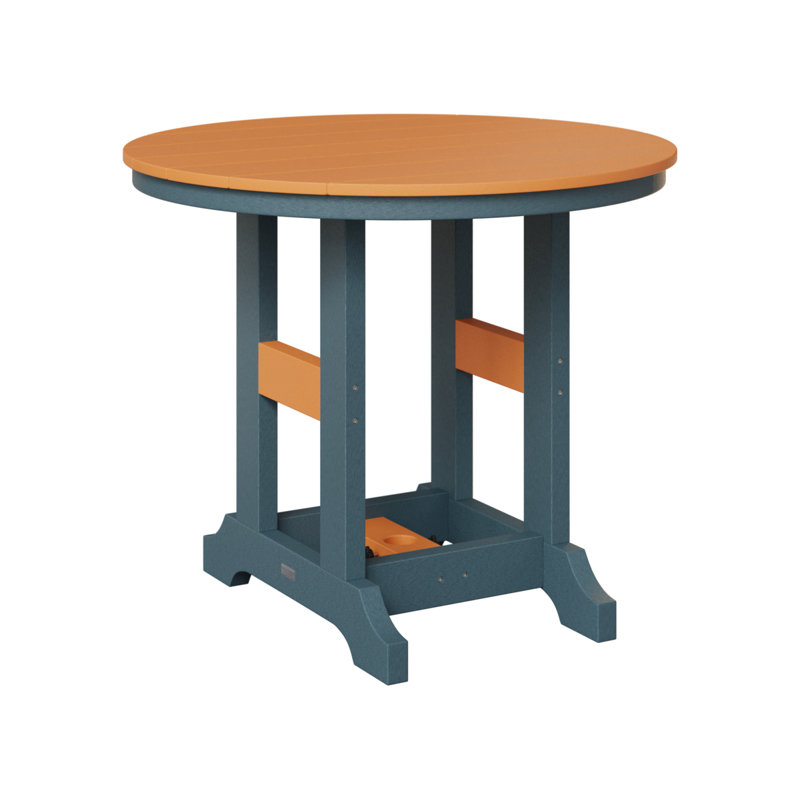 Garden Classic Outdoor Round Bar Table, Slate, Mango Orange