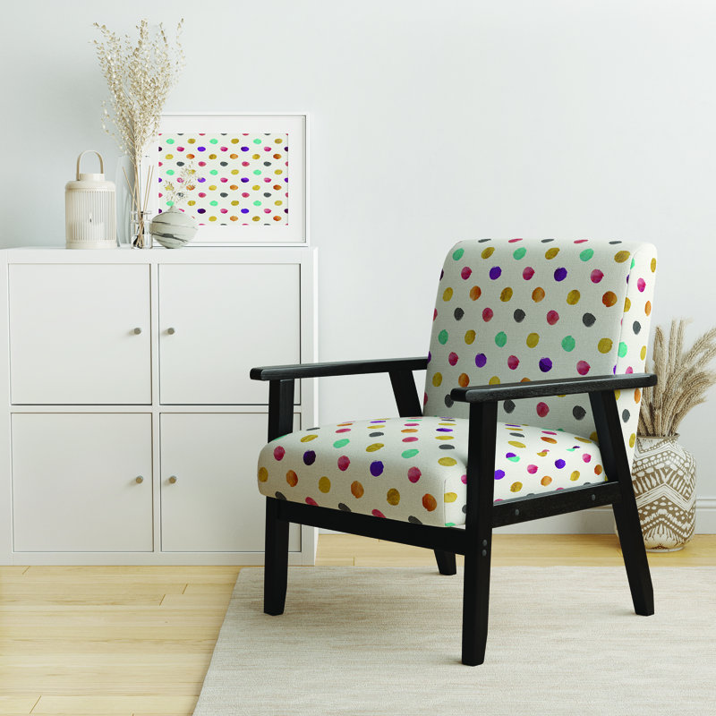 Fauteuil d'appoint rembourré Menands - Motif à pois orange, bleu et mauve