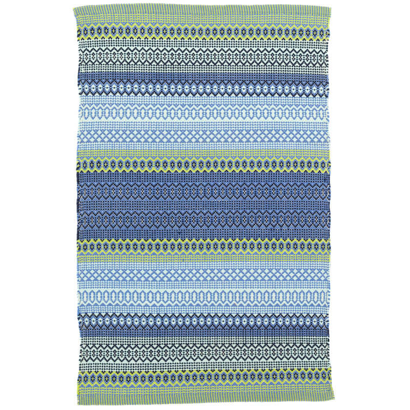 Tapis bleu / vert tissé à la main Fiesta, Rectangle 4 pi x 6 pi