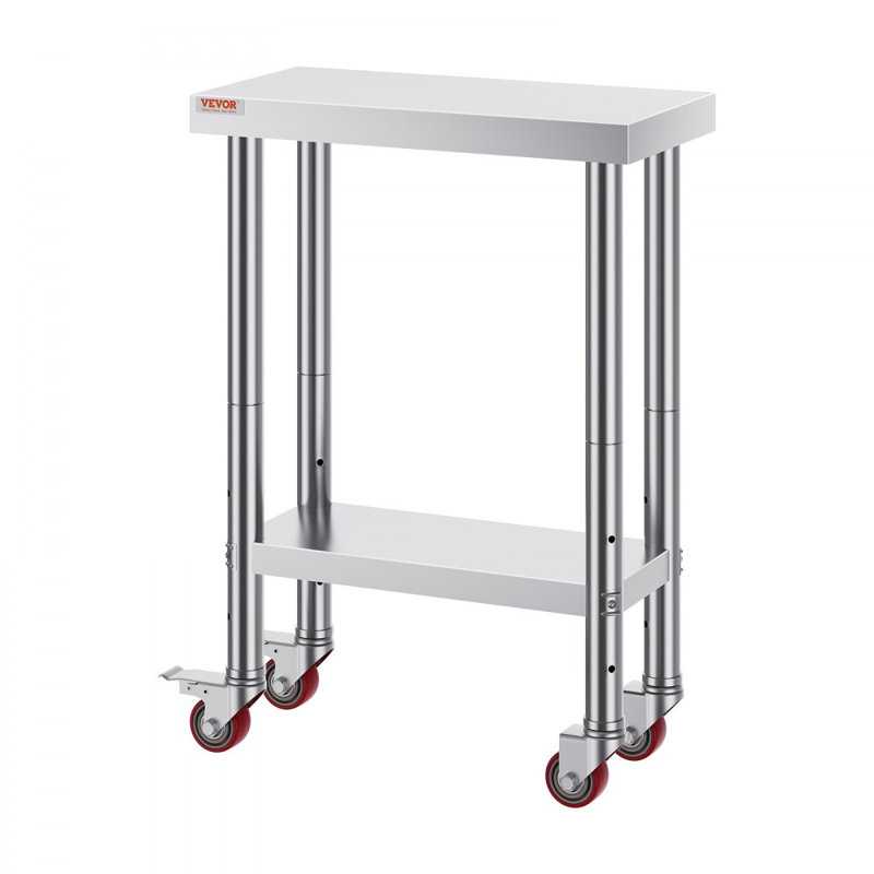 Stainless Steel Work Table with Wheels 24 x 12 x 32 Inch Prep Table