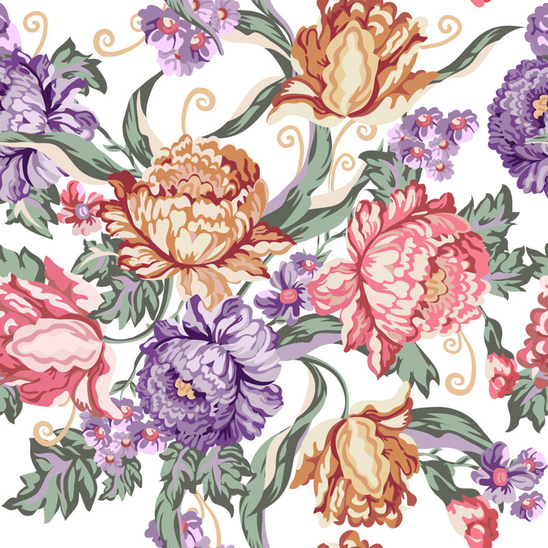 Floral Wall Mural, 8.33" W x 8.33" L