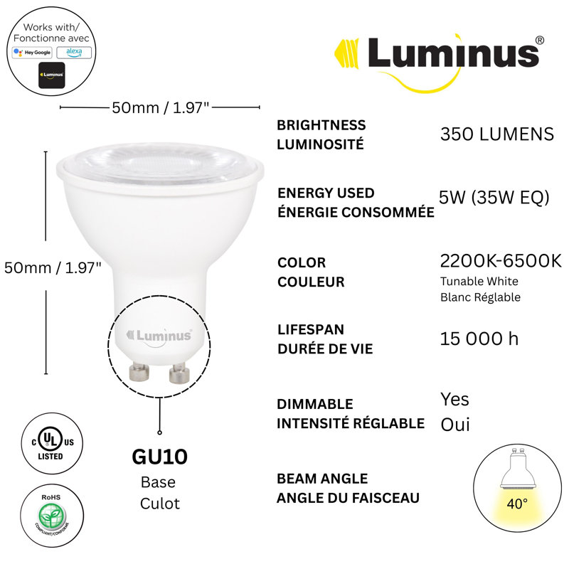 34 Watt Equivalent PAR51 E12/Candelabra Dimmable LED Smart Bulb