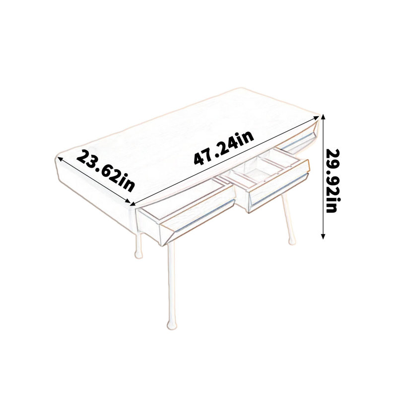 Bureau compact en bois d'érable naturel, H 29,52 po x l 47,24 po x P 23,62 po