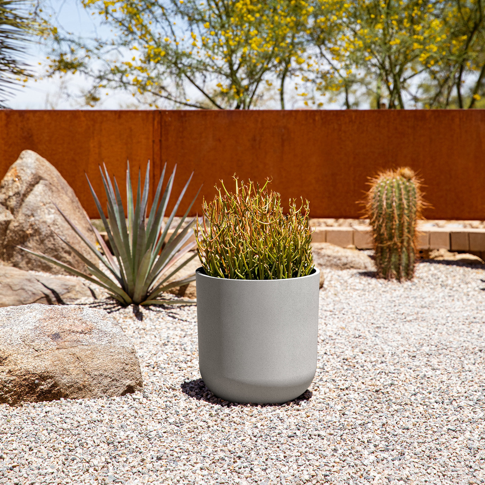 Mason Series 19" Pot Planter, Gray, 1, 19.75" H x 18.5" W x 18.5" D