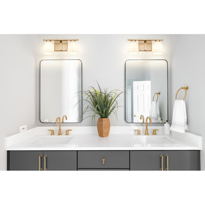Mateo Modern Vanity, Gold, 2 Lights, 6.5" H x 16" W x 6.5" D