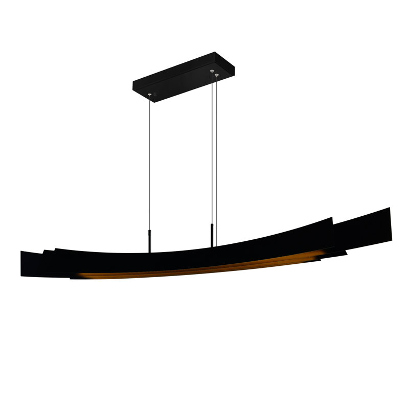 72" Black Chandelier with Integrated LED - Modern Linear Ceiling Light Fixture, Adjustable Height, Dimmable for Dining Room, Kitchen, or Living Room