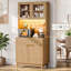 Armoire de rangement avec buffet en métal 31,5 "avec crochets en métal et tablettes réglables-129051943-129051946