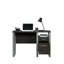 Bureau brun foncé pour la salle de bricolage et les tâches d'écriture, productivité compacte à un seul piédestal, tiroir de rangement avec butées en métal, cadre argenté de style moderne au fini noir, tiroir coulissant lisse,