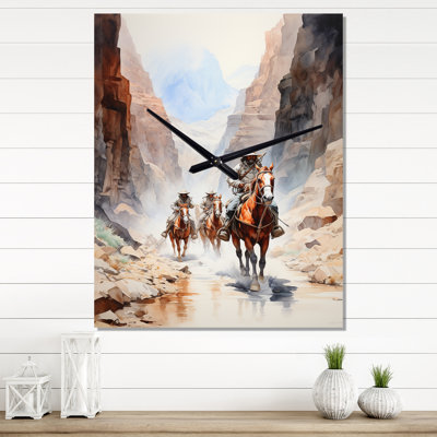 Cowboy On The Trail I - Animals Wall Clock