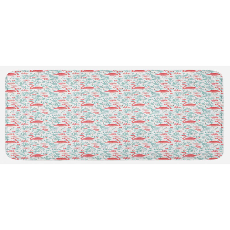 Tapis de cuisine blanc riche corail