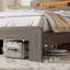  Structure de lit plateforme en bois très grand avec tête de lit illuminée, station de charge, aucun sommier nécessaire, gris aube-1506887888-1506888491