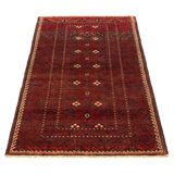 Tapis unique en laine rouge Baluch 4 pi 2 po x 8 pi 0 po