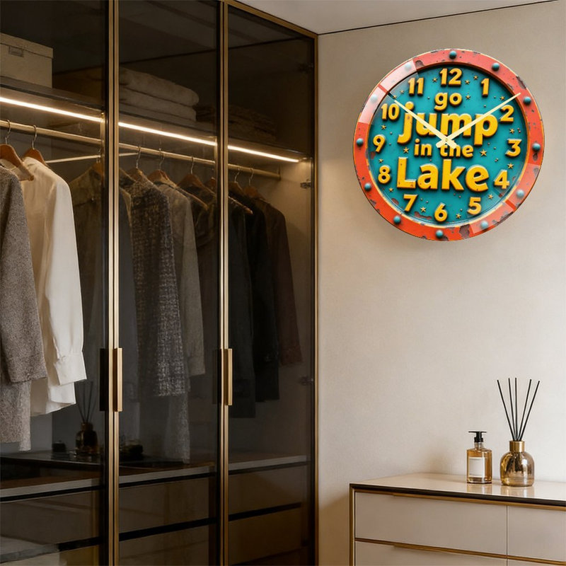 Horloge murale en verre Go Jump In The Lake