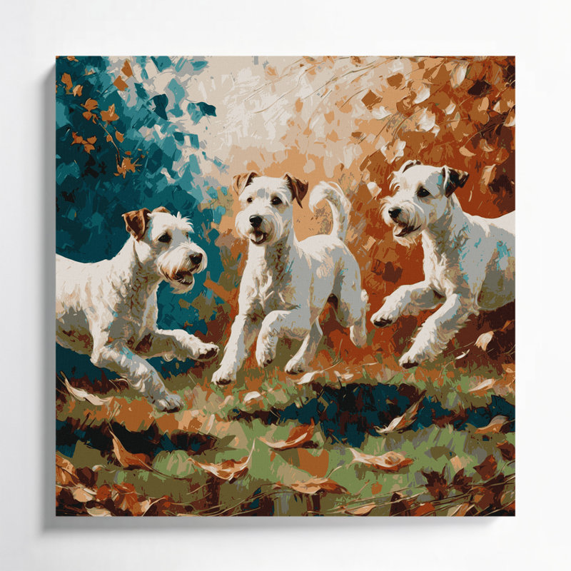 «Dogs Bedlington Terrier», art mural sur toile grise, H 16 po x l 16 po