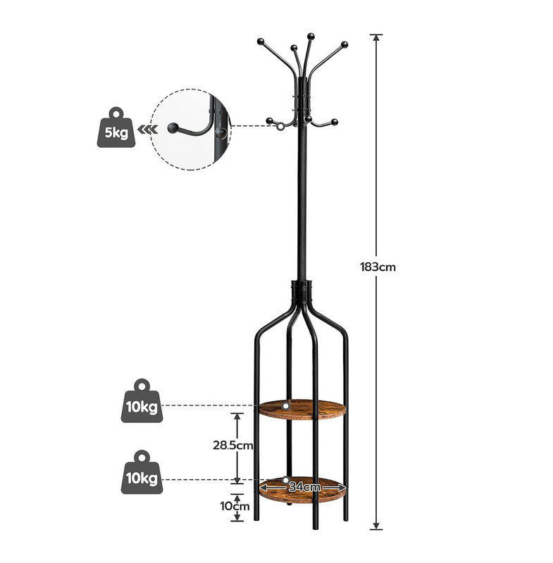 Dyte Freestanding 8 - Hook Coat Rack