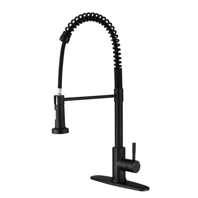 Robinet de cuisine noir mat avec douchette extractible, acier inoxydable, buse pivotante à 360 ° pour une utilisation uniforme de l'eau, revêtement anticorrosion et antirouille, poignée rotative à réglage de la température à une poignée