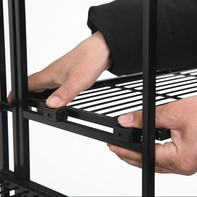 Makynlee 51.5"W Adjustable Folding Metal Shelving Unit, Black