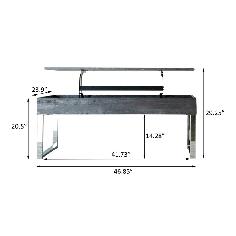 Table basse à plateau relevable avec rangement Hampton